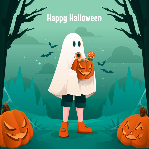 Verloopillustratie voor halloween-viering