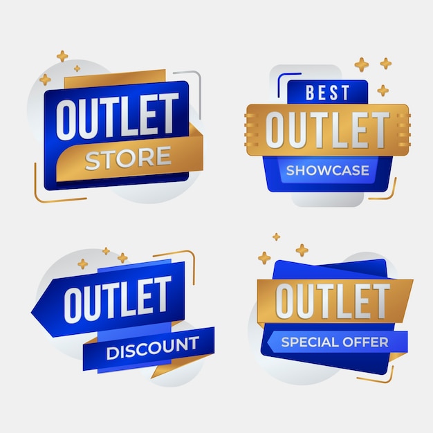 Gratis vector verloopstempels en etiketten outlet set