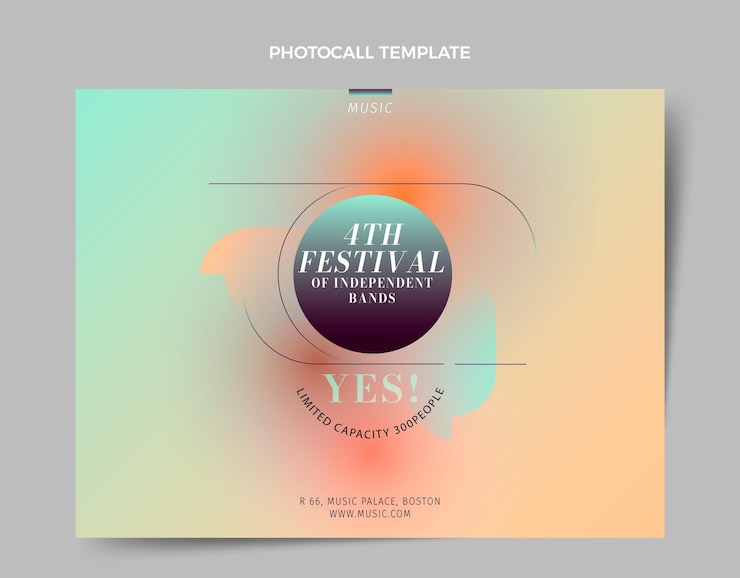 Gratis Vector verlooptextuur muziekfestival photocall-sjabloon
