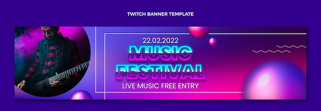 Gratis vector verlooptextuur muziekfestival twitch banner