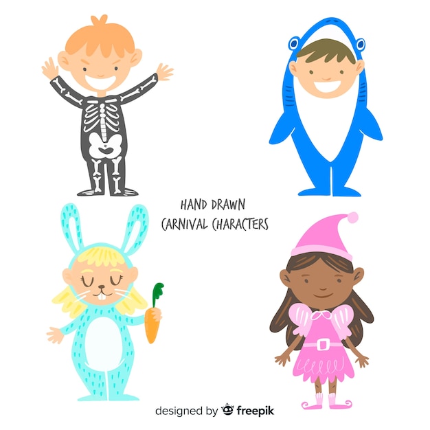 Gratis vector vermomde kinderen ingesteld