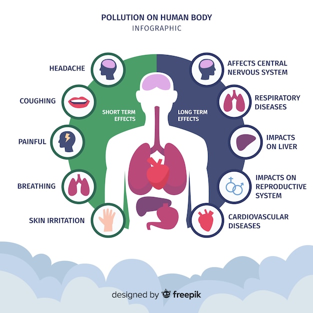 Verontreiniging op het menselijk lichaam infographic