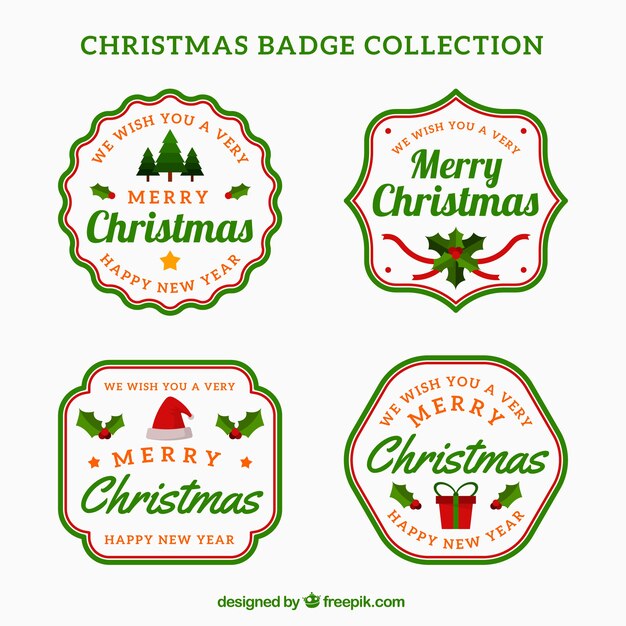 Gratis vector verpakking met kerstmis badges
