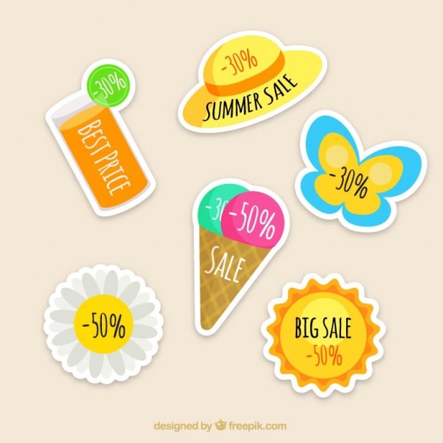 Gratis vector verpakking stickers van de zomer de verkoop