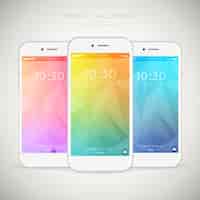 Gratis vector verpakking van drie kleurrijke abstracte wallpapers voor mobiel
