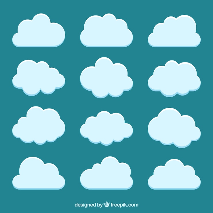 Gratis Vector verpakking van platte wolken