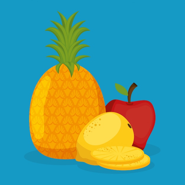 Gratis vector vers ananas en appelfruit gezond voedsel