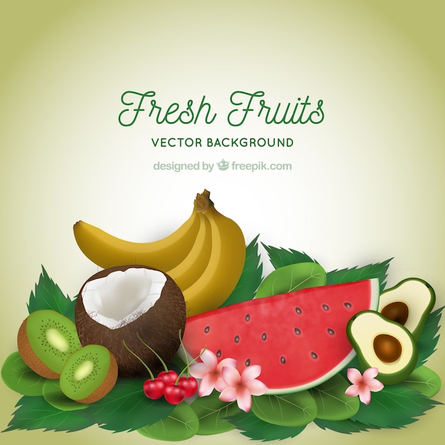 Vers fruit achtergrond in realistische ontwerp