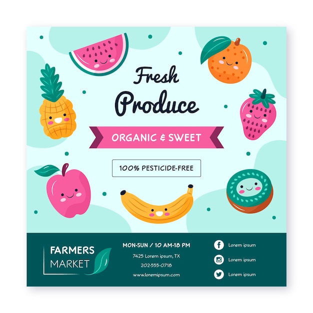 Gratis vector vers fruit folder sjabloon