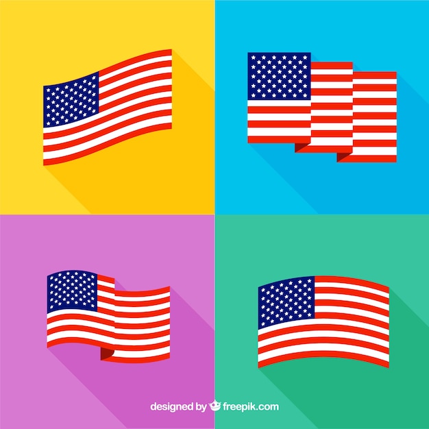 Verscheidene Amerikaanse vlaggen in plat design