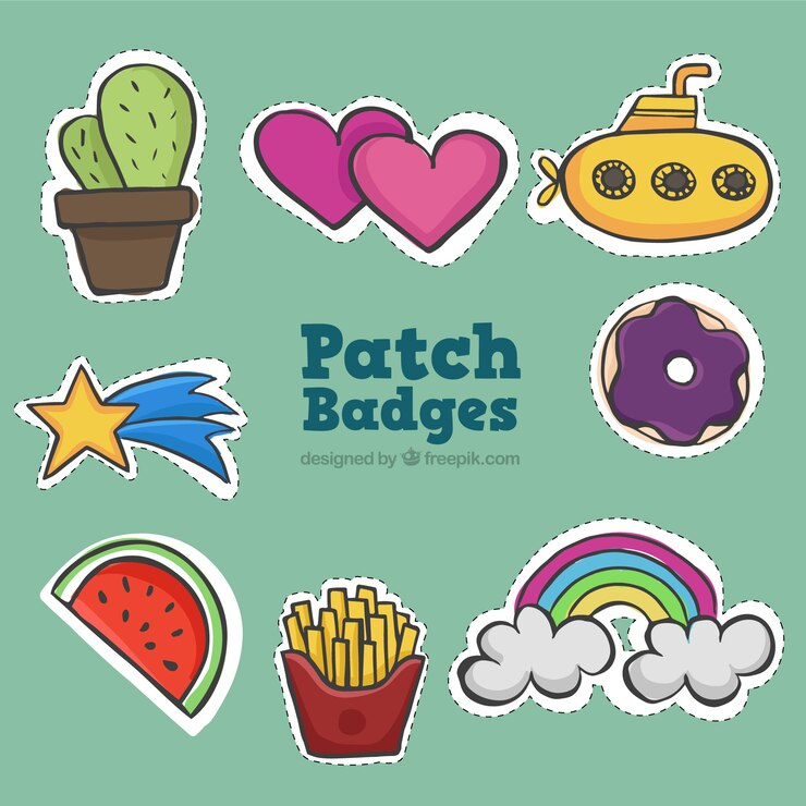 Gratis Vector verscheidene getrokken mooie hand van patches