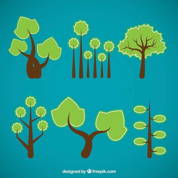 Gratis vector verscheidenheid aan bomen