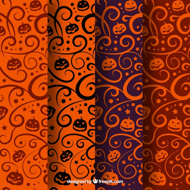 Gratis vector verscheidenheid van abstracte halloween patronen