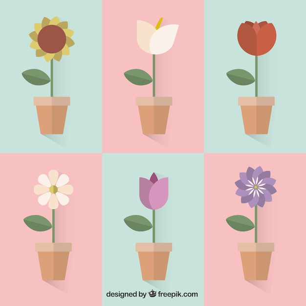 Gratis vector verscheidenheid van bloempotten