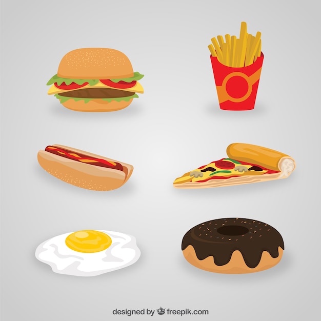 Gratis vector verscheidenheid van fast food