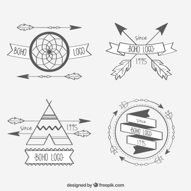 Gratis Vector verscheidenheid van logo's met boho elementen