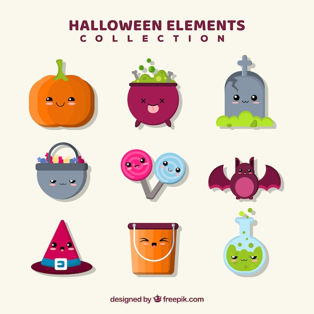 Gratis vector verscheidenheid van mooie halloween elementen