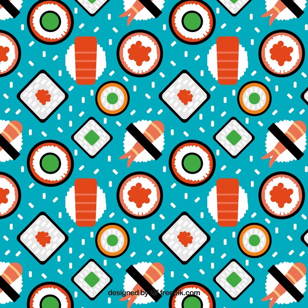 Verscheidenheid van platte sushi patroon