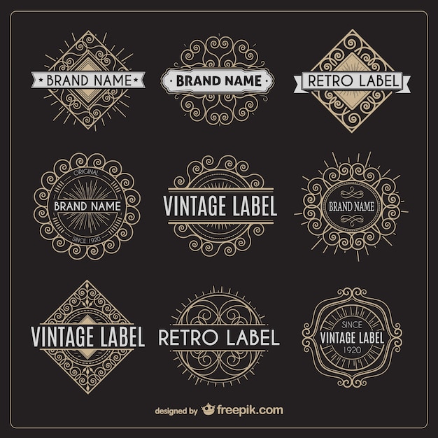 Verscheidenheid van retro labels