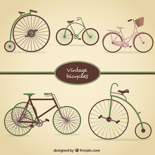 Gratis vector verscheidenheid van vintage fietsen