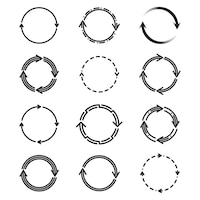 Gratis vector verschillende cirkel pijlen platte pictogramserie