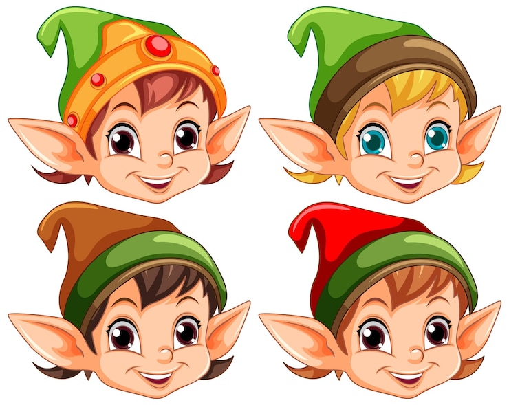 Gratis Vector verschillende elf kids heads-collectie