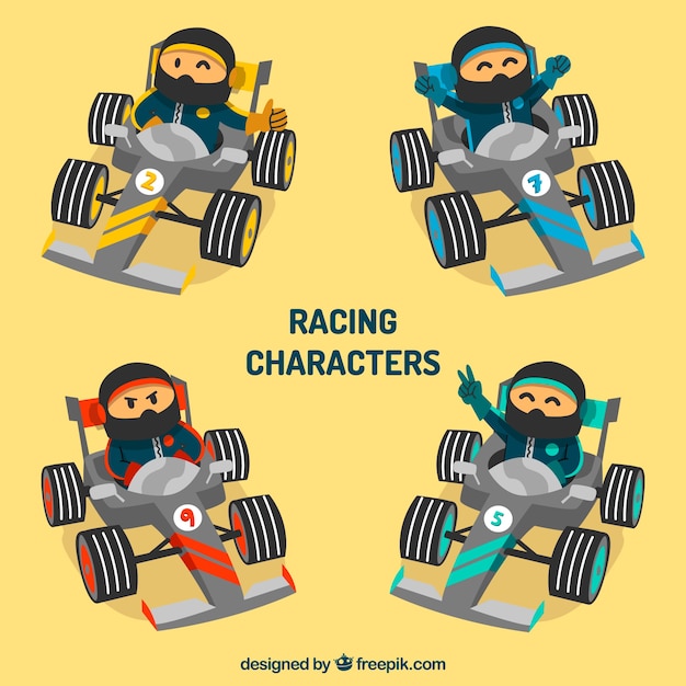 Gratis vector verschillende f1 race karakters