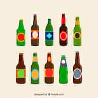 Gratis vector verschillende flessen bier set