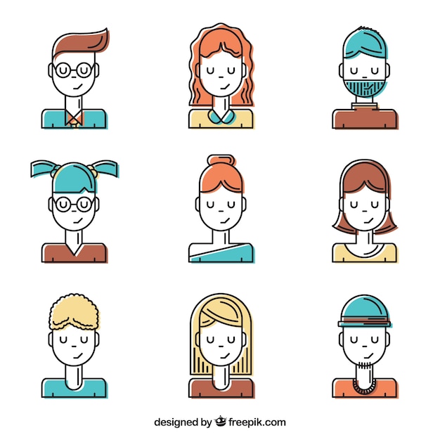 Gratis vector verschillende gebruiker avatars ingesteld