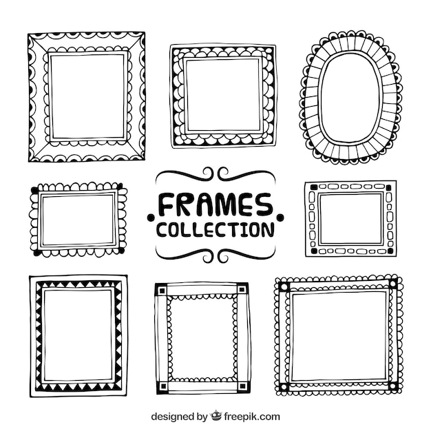 Verschillende hand getekende decoratieve frames