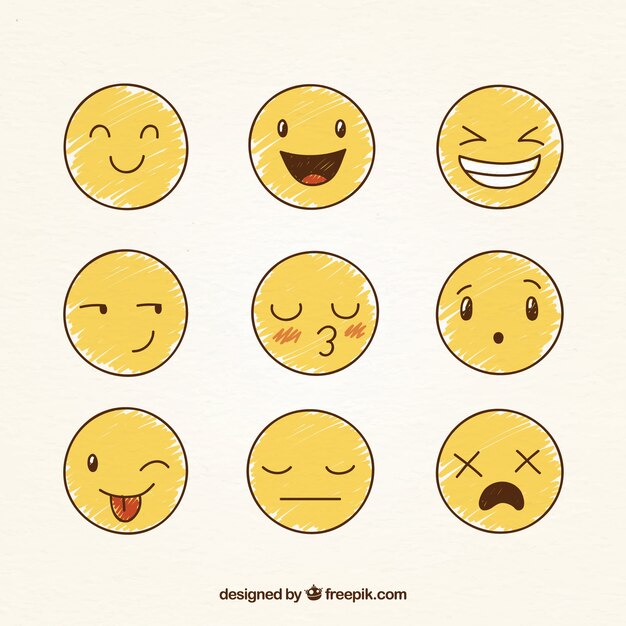 Verschillende hand getrokken grappige smileys