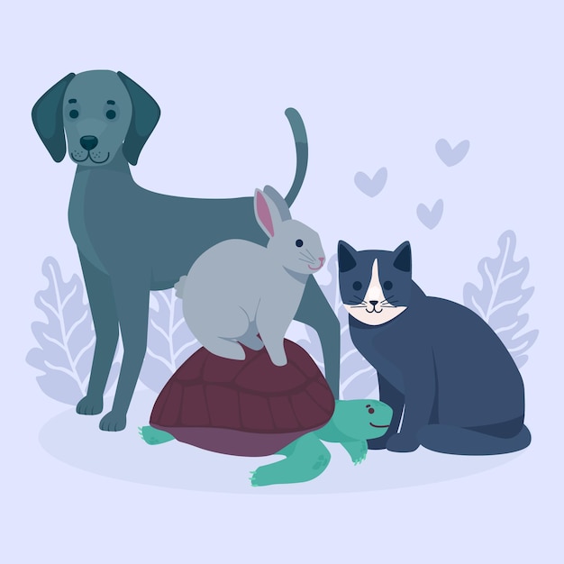 Verschillende huisdieren concept