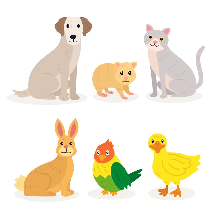 Gratis Vector verschillende huisdieren illustratie