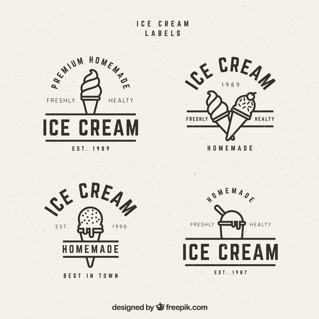 Verschillende ijs etiketten in vintage stijl