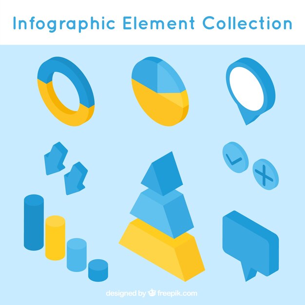 Verschillende isometrische elementen voor infographics