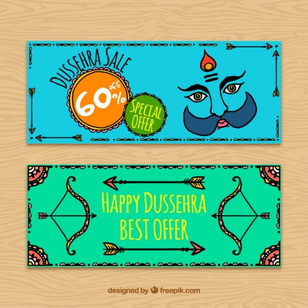 Verschillende kleurrijke dussehra banners