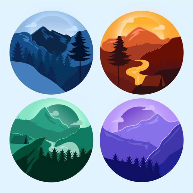 Gratis vector verschillende landschapscollectie