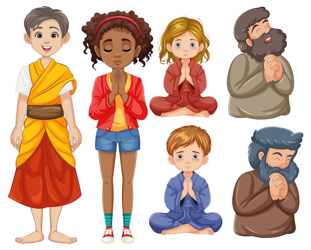 Gratis vector verschillende mensen die meditatieposities beoefenen