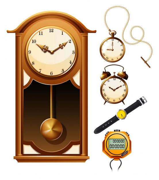 Verschillende ontwerpen van de klok illustratie