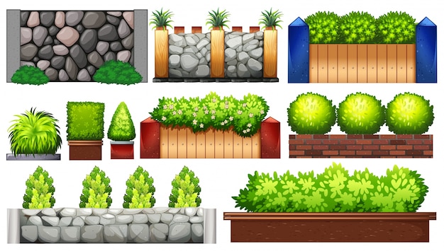 Verschillende ontwerpen van de muur en hek