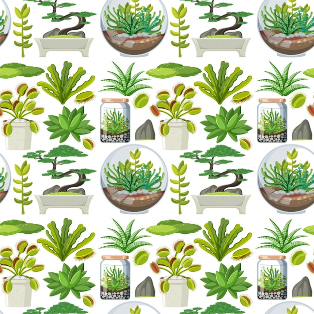 Gratis vector verschillende planten naadloos patroon