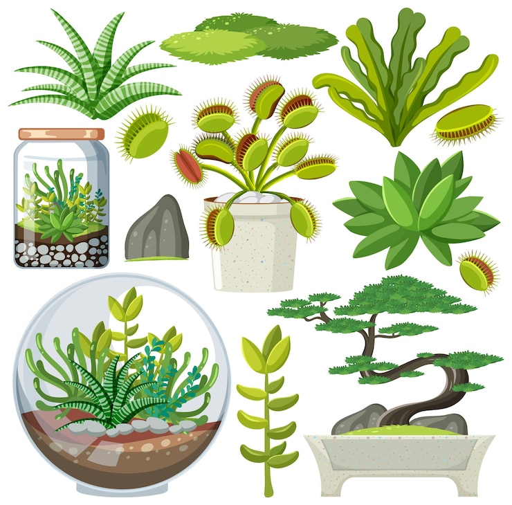 Gratis Vector verschillende planten naadloos patroon