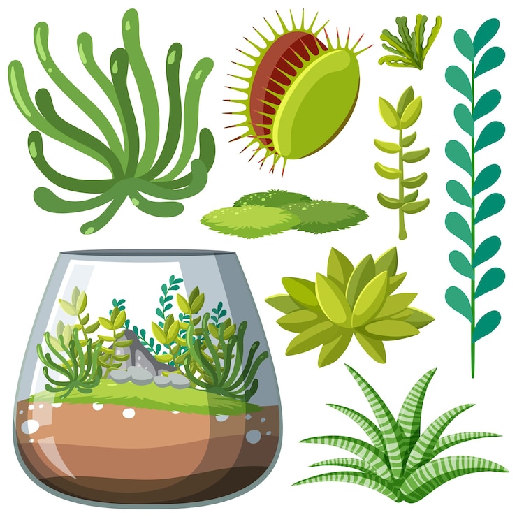 Gratis Vector verschillende planten naadloos patroon