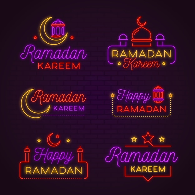 Verschillende ramadan neonreclames