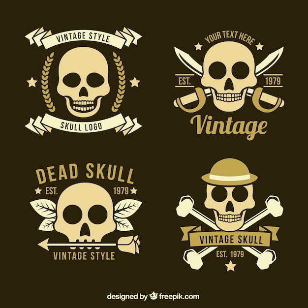 Gratis vector verschillende schedel logo in retro stijl