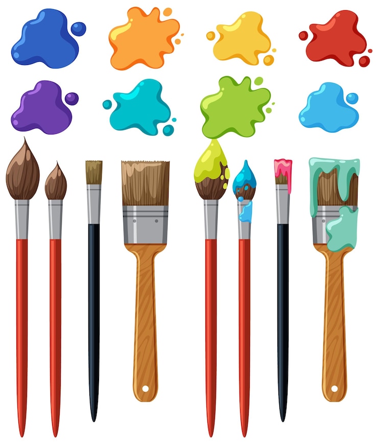 Gratis Vector verschillende set penselen