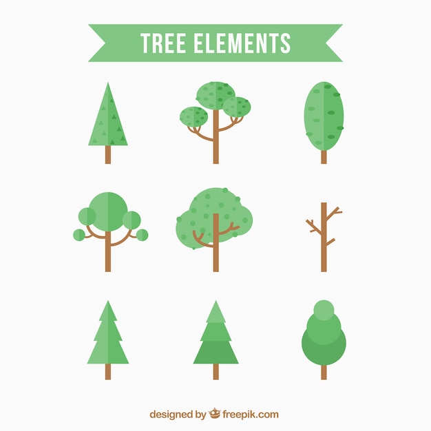 Verschillende soorten bomen in plat design