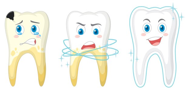 Verschillende tandenvoorwaarde op witte achtergrond