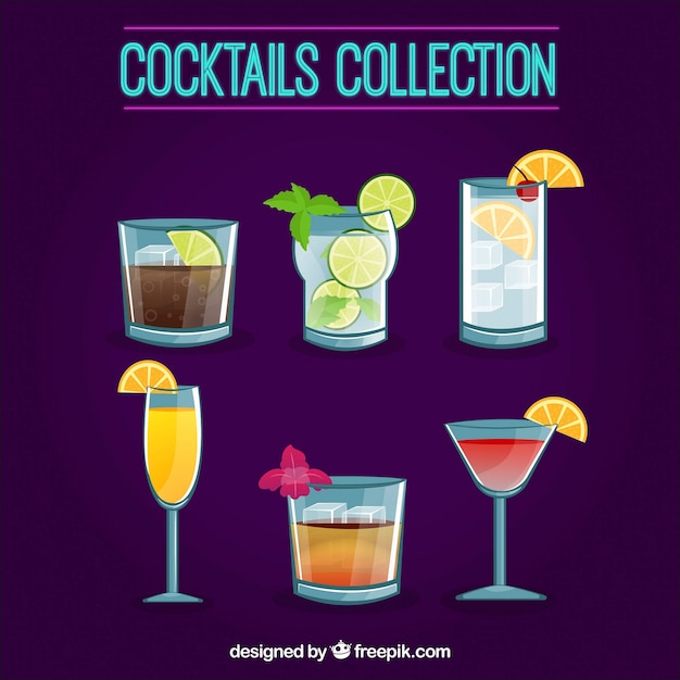 Gratis vector verschillende verfrissende cocktails