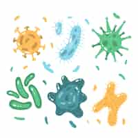 Gratis vector verschillende vormen van pandemisch virus hand getekend